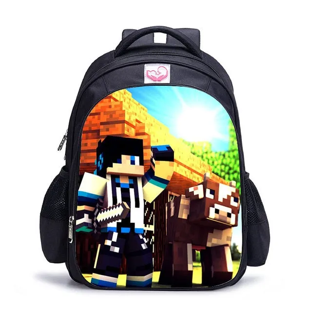 Teenager MineCraft Cartoon Backpack Boy Cartoon School Bags Hot Primary Backpack School Bags for Boys and Girl Mochila Sac A Dos