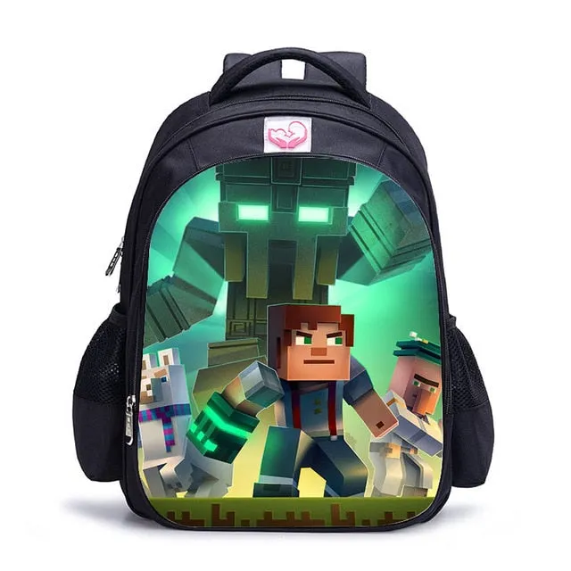 Teenager MineCraft Cartoon Backpack Boy Cartoon School Bags Hot Primary Backpack School Bags for Boys and Girl Mochila Sac A Dos