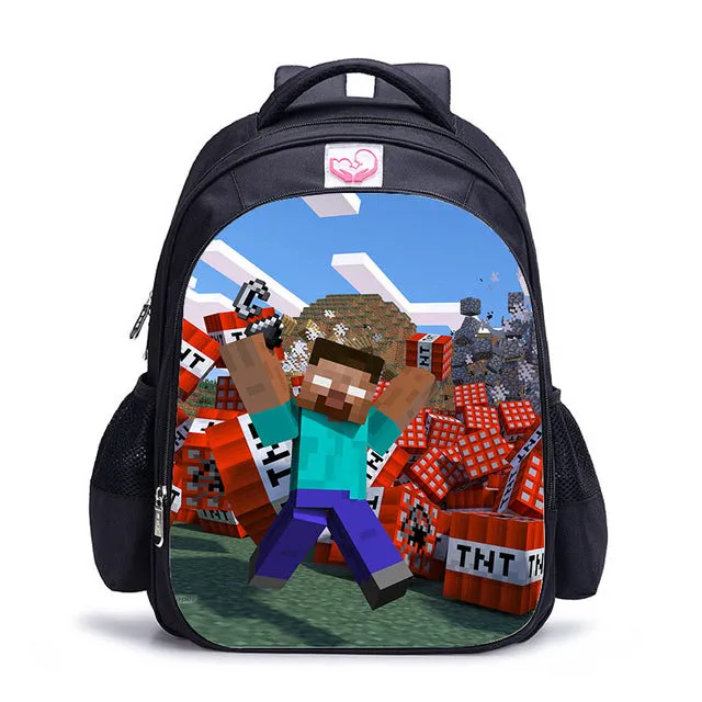 Teenager MineCraft Cartoon Backpack Boy Cartoon School Bags Hot Primary Backpack School Bags for Boys and Girl Mochila Sac A Dos