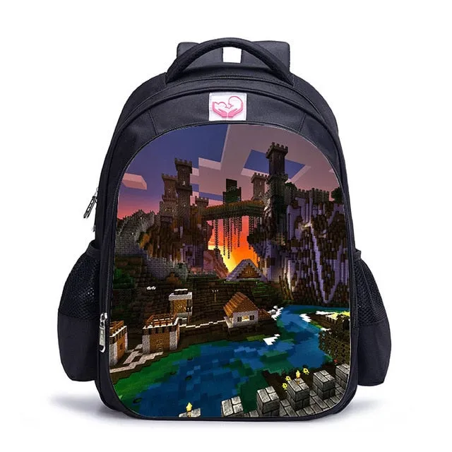 Teenager MineCraft Cartoon Backpack Boy Cartoon School Bags Hot Primary Backpack School Bags for Boys and Girl Mochila Sac A Dos