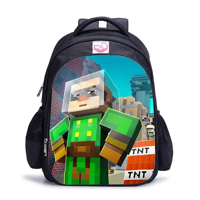 Teenager MineCraft Cartoon Backpack Boy Cartoon School Bags Hot Primary Backpack School Bags for Boys and Girl Mochila Sac A Dos
