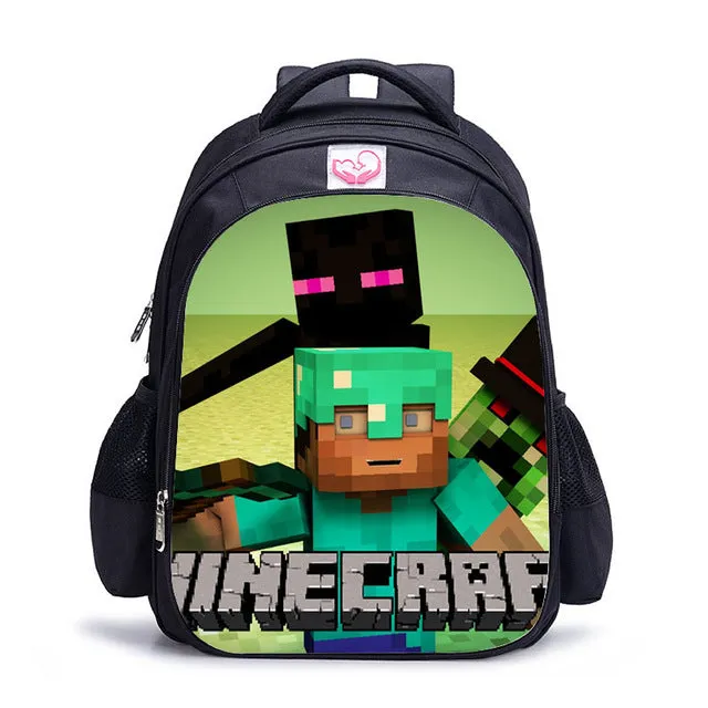 Teenager MineCraft Cartoon Backpack Boy Cartoon School Bags Hot Primary Backpack School Bags for Boys and Girl Mochila Sac A Dos
