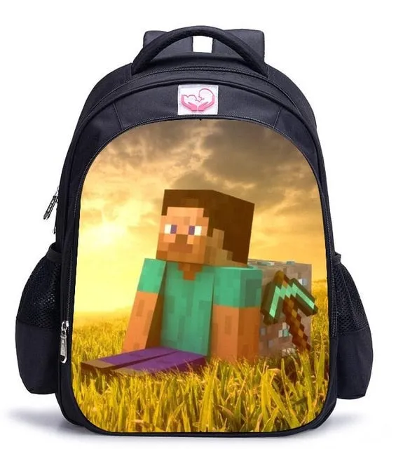 Teenager MineCraft Cartoon Backpack Boy Cartoon School Bags Hot Primary Backpack School Bags for Boys and Girl Mochila Sac A Dos
