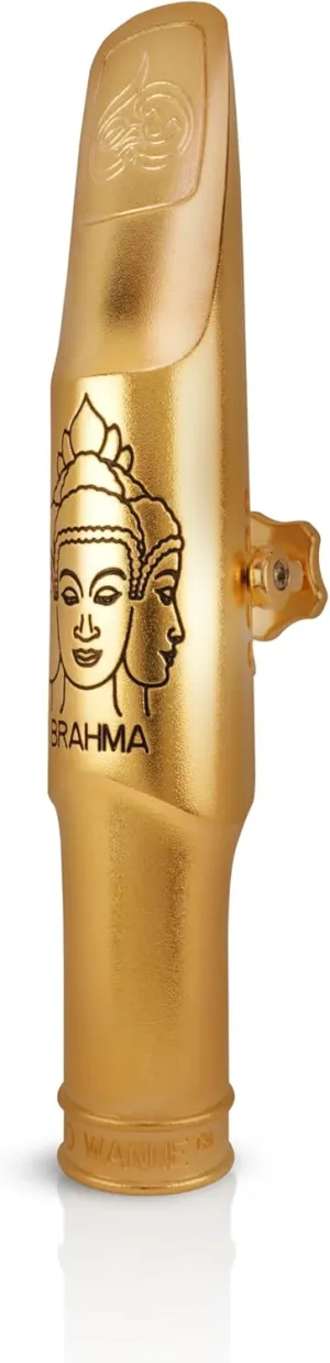 Theo Wanne Brahma 24k Gold Plated Baritone Saxophone Mouthpiece with Rollover Shark Gill Baffle, Classic Bullet Chamber & Medium Stadium Chamber for Jazz, Soul & Commercial Music - Size 7 (0.105")