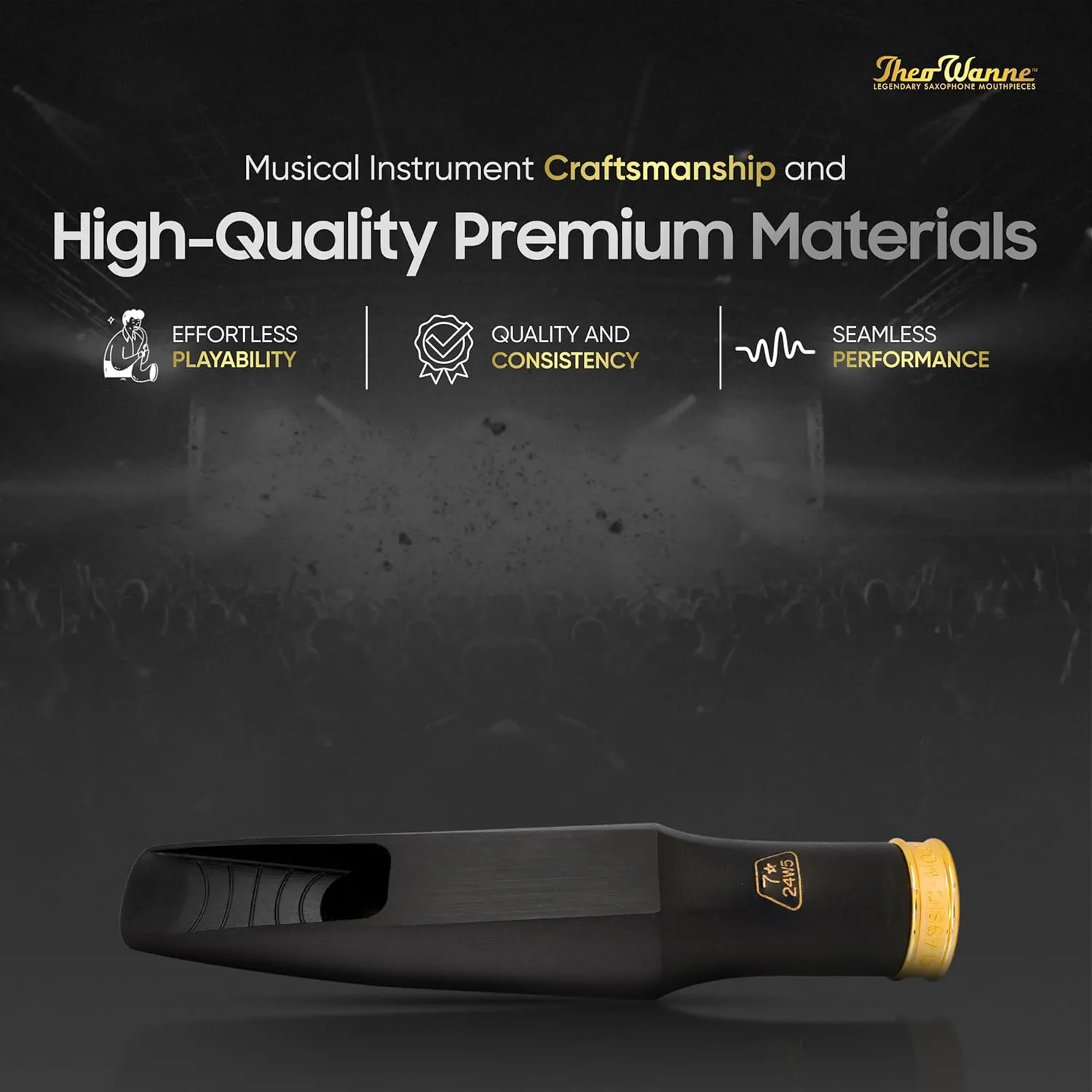 Theo Wanne Brahma Made with Hard Rubber Baritone Saxophone Mouthpiece with Rollover Shark Gill Baffle Classic Bullet Chamber & Medium Stadium Chamber for Jazz Soul Commercial Music - Size 7 (0.105")