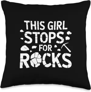 This Girl Stops For Rocks Awesome Nerdy Geology Tees, Bags Throw Pillow