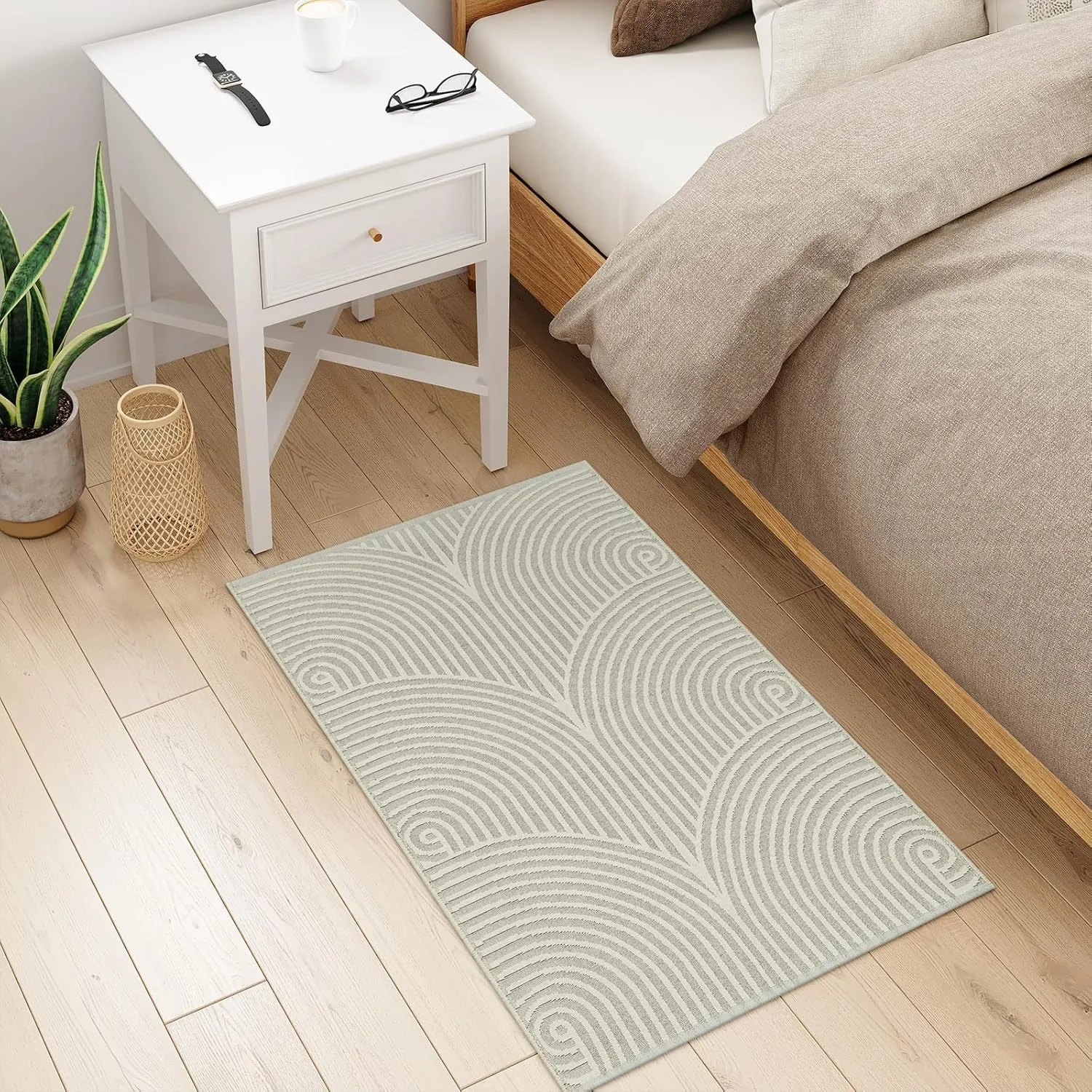 Tiffasea Indoor Door Mats for Entryway, Washable Beige Small Area Rug 2'x3' Reversible Entry Rug Front Door Rug, Cotton Woven Modern Bathroom Rug Indoor Outdoor Rugs for Bedroom Kitchen Porch