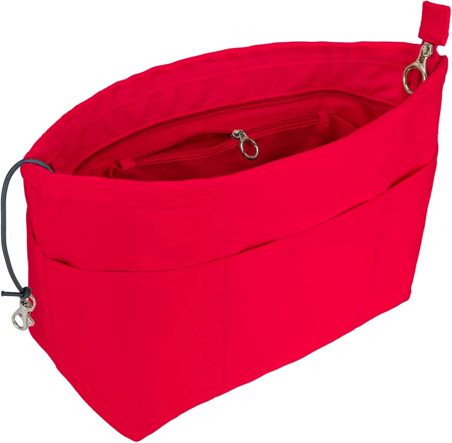 Time Wing Purse Organizer Insert Tote Handbag Organizer Divider Bag in Bag Shaper Liner Multi Pockets Compartments Zippers Key Chain X Large Red