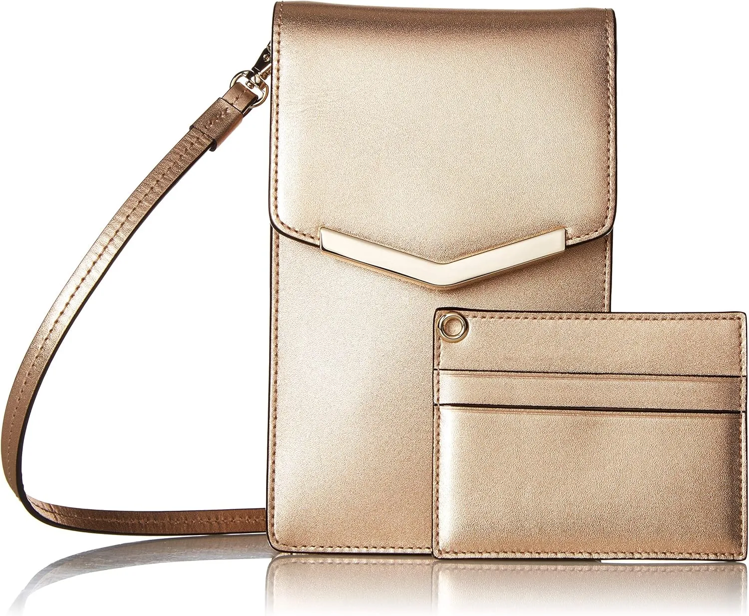 Time's Arrow Women's Amber Slim Crossbody Rose Gold Leather Handbag