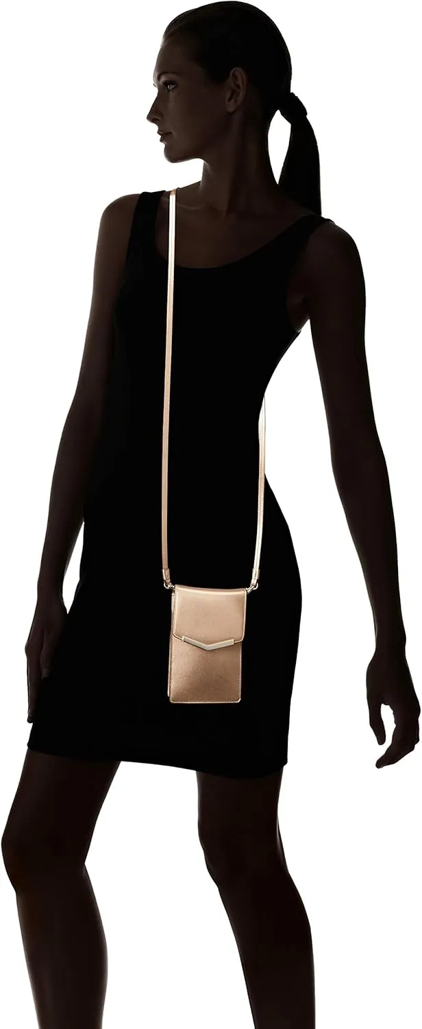 Time's Arrow Women's Amber Slim Crossbody Rose Gold Leather Handbag