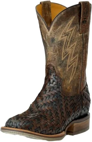 Tin Haul Men's Wickered Bull Rider Sole Braided Western Boot Broad Square Toe Multi 8.5 D(M) US