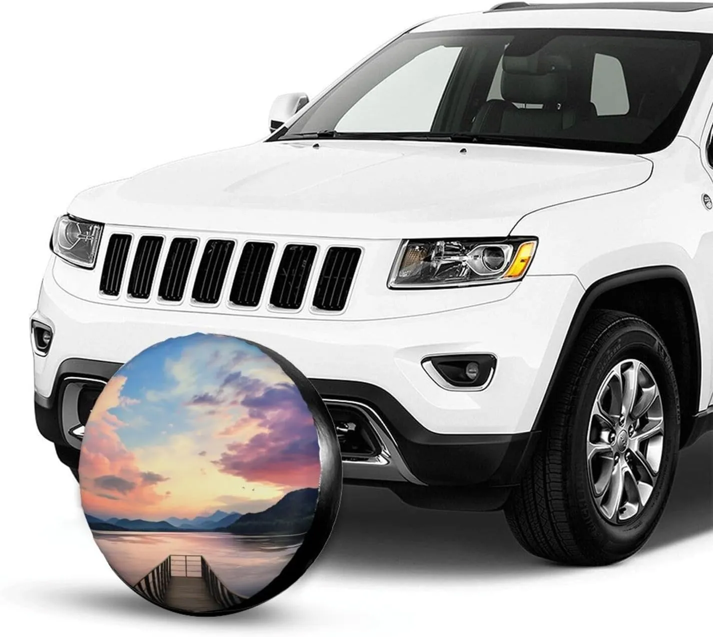 Tire Cover Waterproof Wheel Cover Tires Protector Cover for Car Calm Sky Spare Wheel Cover Spare Tire Covers with Drawstring 14-17 inch