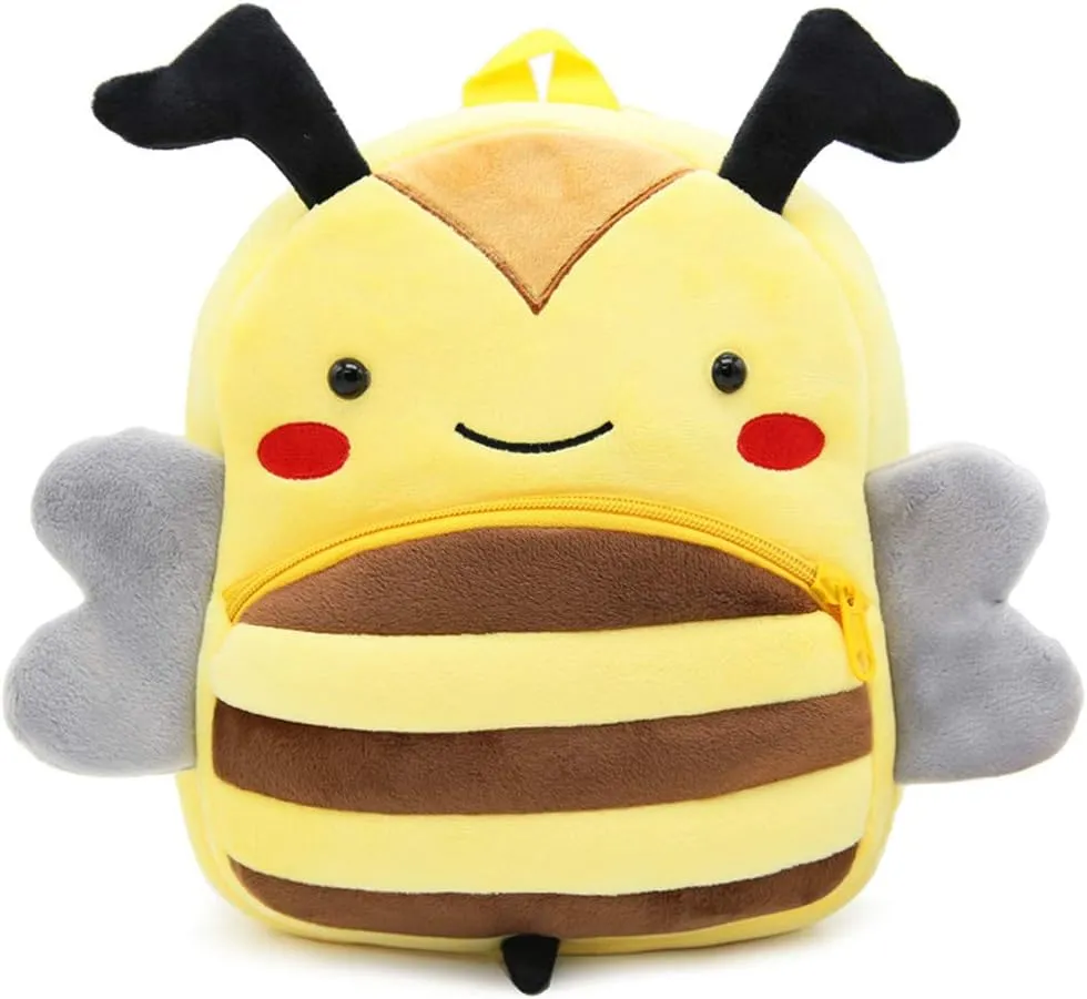 Toddler Backpack for Boys and Girls, Cute Soft Plush Animal Cartoon Mini Backpack Little For Kids 2-6 Years (Bee)