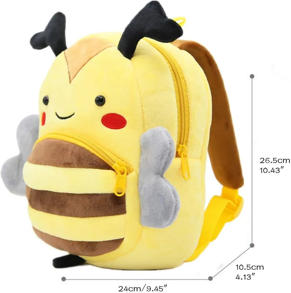 Toddler Backpack for Boys and Girls, Cute Soft Plush Animal Cartoon Mini Backpack Little For Kids 2-6 Years (Bee)