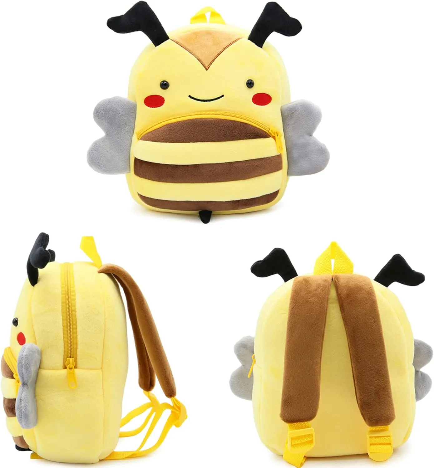 Toddler Backpack for Boys and Girls, Cute Soft Plush Animal Cartoon Mini Backpack Little For Kids 2-6 Years (Bee)
