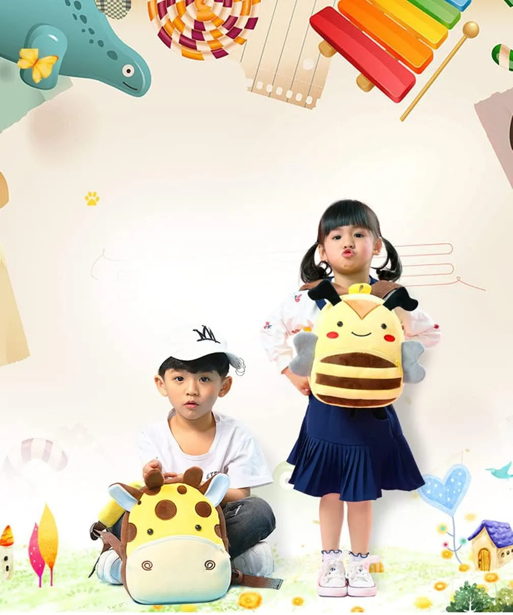 Toddler Backpack for Boys and Girls, Cute Soft Plush Animal Cartoon Mini Backpack Little For Kids 2-6 Years (Bee)