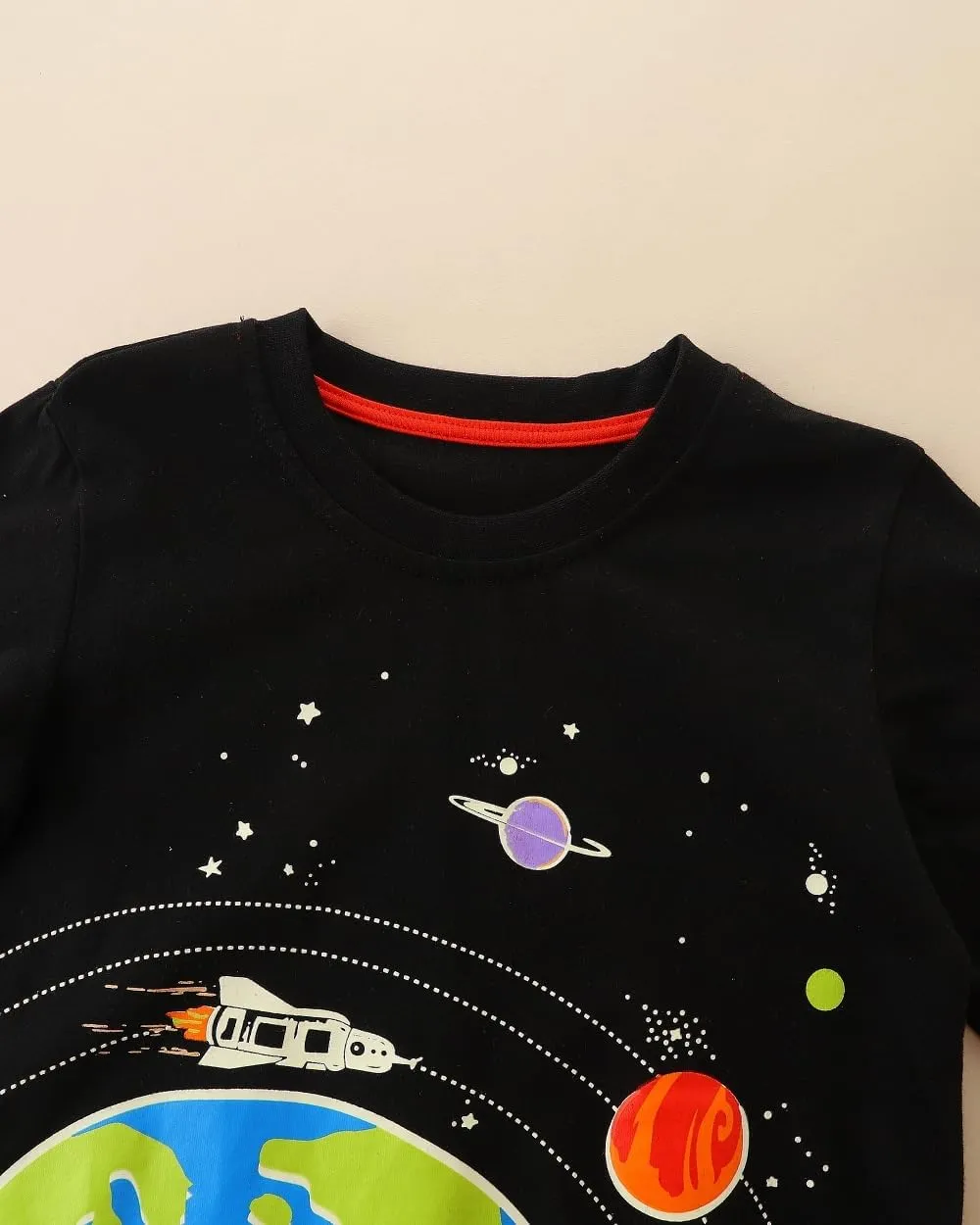 Toddler Boy Long Sleeve Shirts Kids Pullover Top Planet Dinosaur Tractor Cotton Graphic T-Shirt