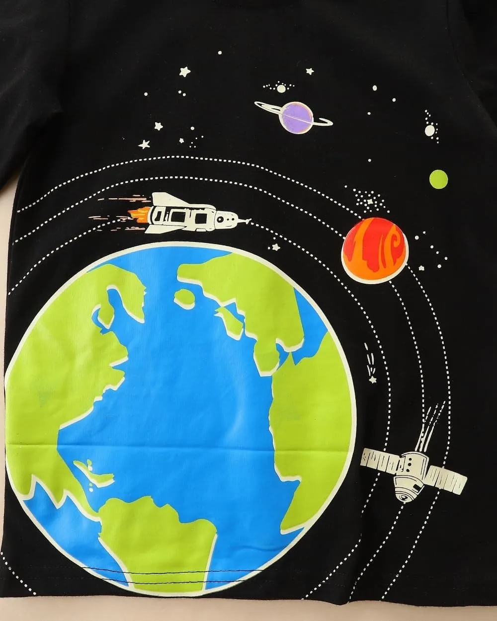 Toddler Boy Long Sleeve Shirts Kids Pullover Top Planet Dinosaur Tractor Cotton Graphic T-Shirt