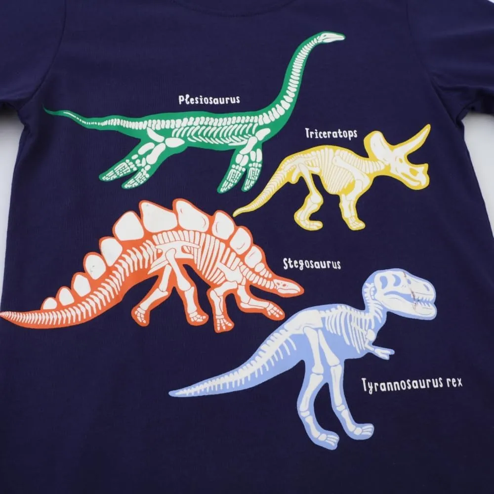Toddler Boy Long Sleeve Shirts Kids Pullover Top Planet Dinosaur Tractor Cotton Graphic T-Shirt