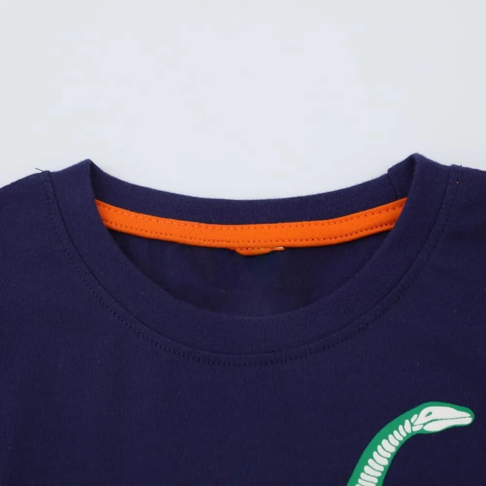 Toddler Boy Long Sleeve Shirts Kids Pullover Top Planet Dinosaur Tractor Cotton Graphic T-Shirt