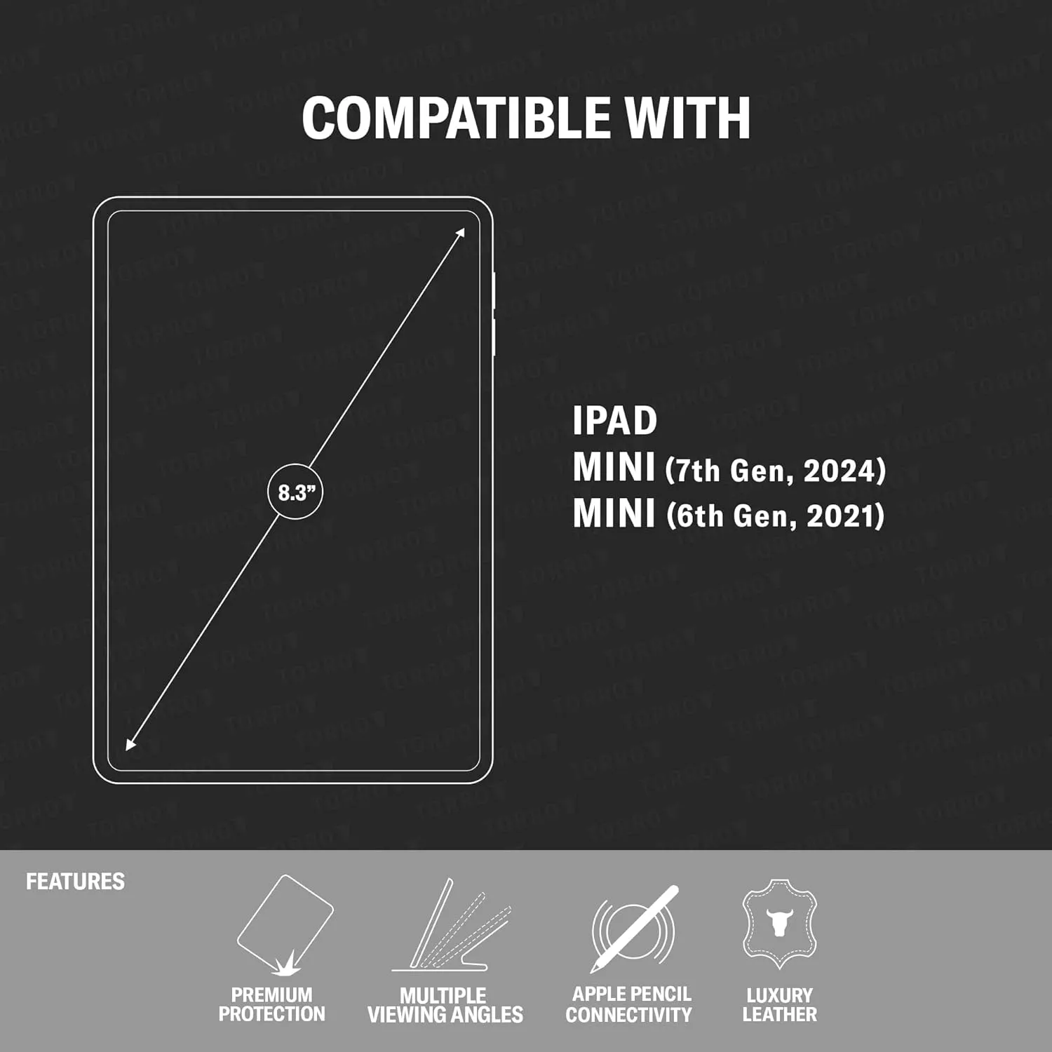 TORRO Case Compatible with iPad Mini 7/6 – Genuine Leather iPad Mini 7th / 6th Generation (2024/2021) Cover with Stand Function, Apple Pencil Connectivity and Wake Sleep Function (Red)