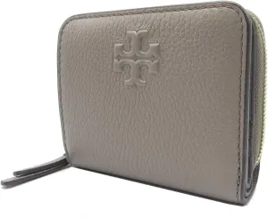 Tory Burch Womens 146463 Pebble Leather Thea Bi-Fold Zip Around Wallet, (Gray Heron)