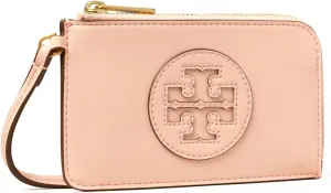Tory Burch Women's Ella Bio Vegan Leather Zip Card Case Wristlet Wallet, Pink Dawn
