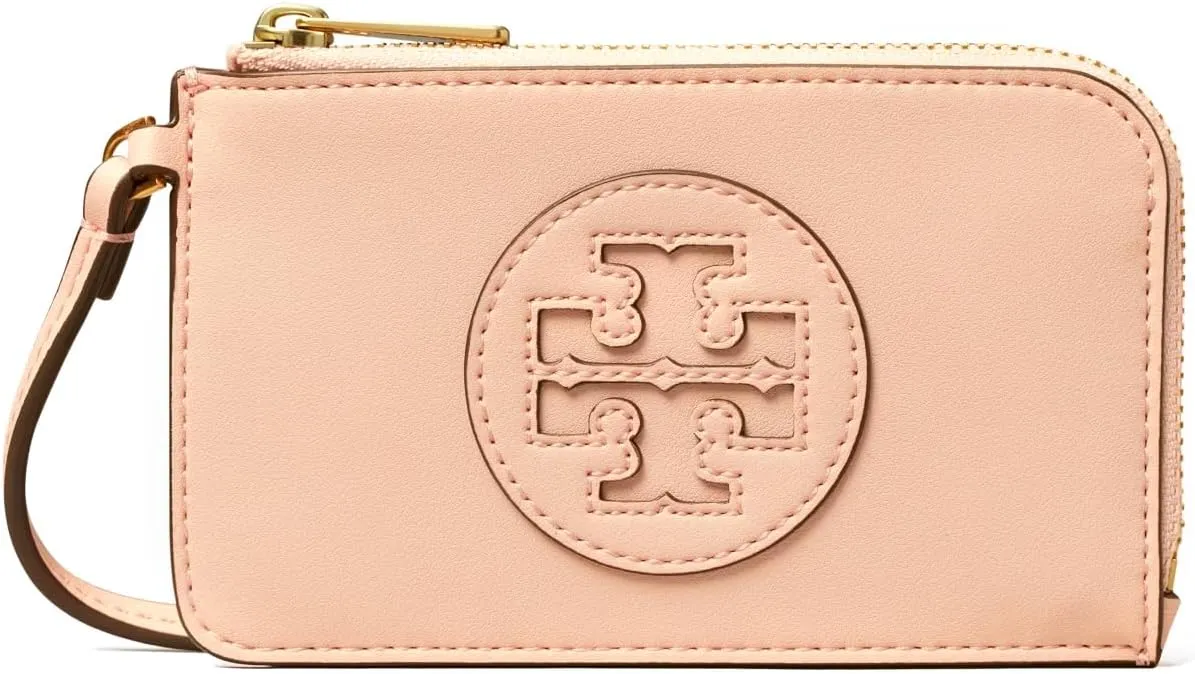 Tory Burch Women's Ella Bio Vegan Leather Zip Card Case Wristlet Wallet, Pink Dawn