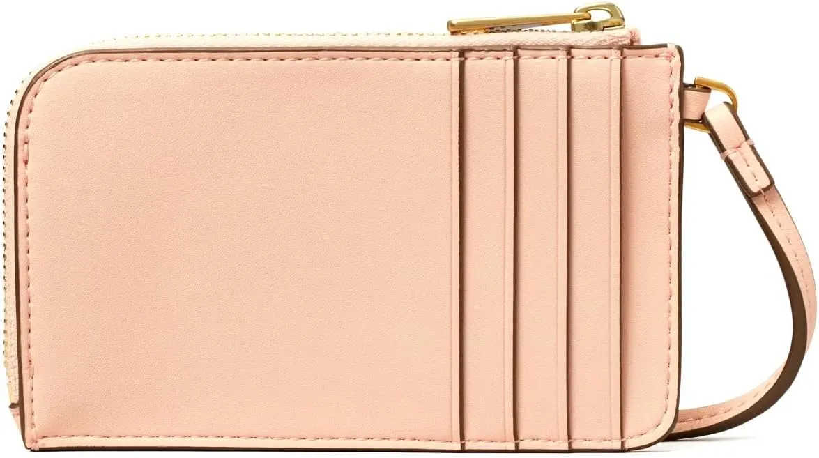 Tory Burch Women's Ella Bio Vegan Leather Zip Card Case Wristlet Wallet, Pink Dawn