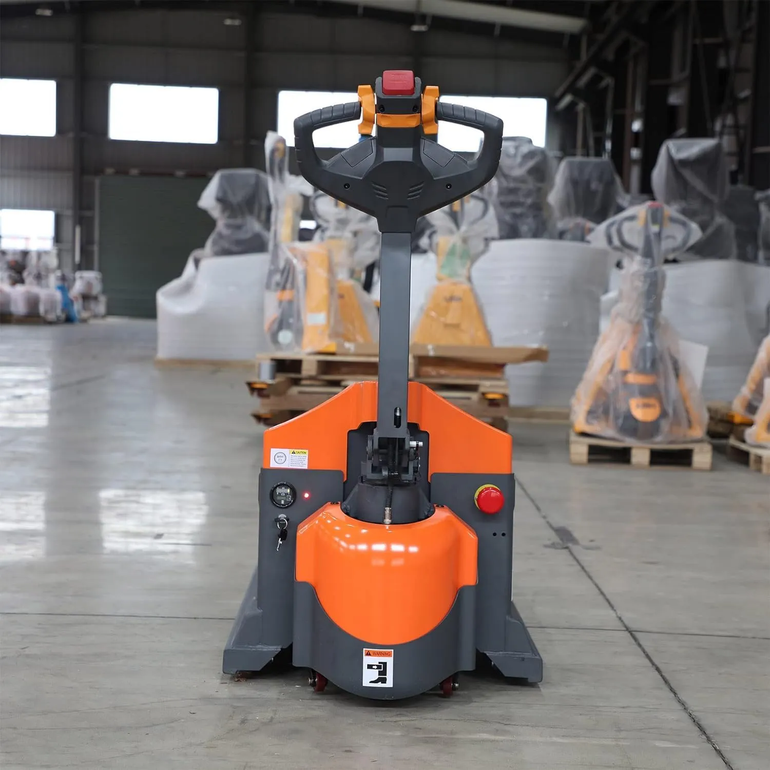 Tory Carrier Electric Pallet Jack/Truck Power Lithium Battery 3300lb Capacity 48x27 Forks Long Battery Life, New Version Handle Used in Warehousing and Handling-Orange Style