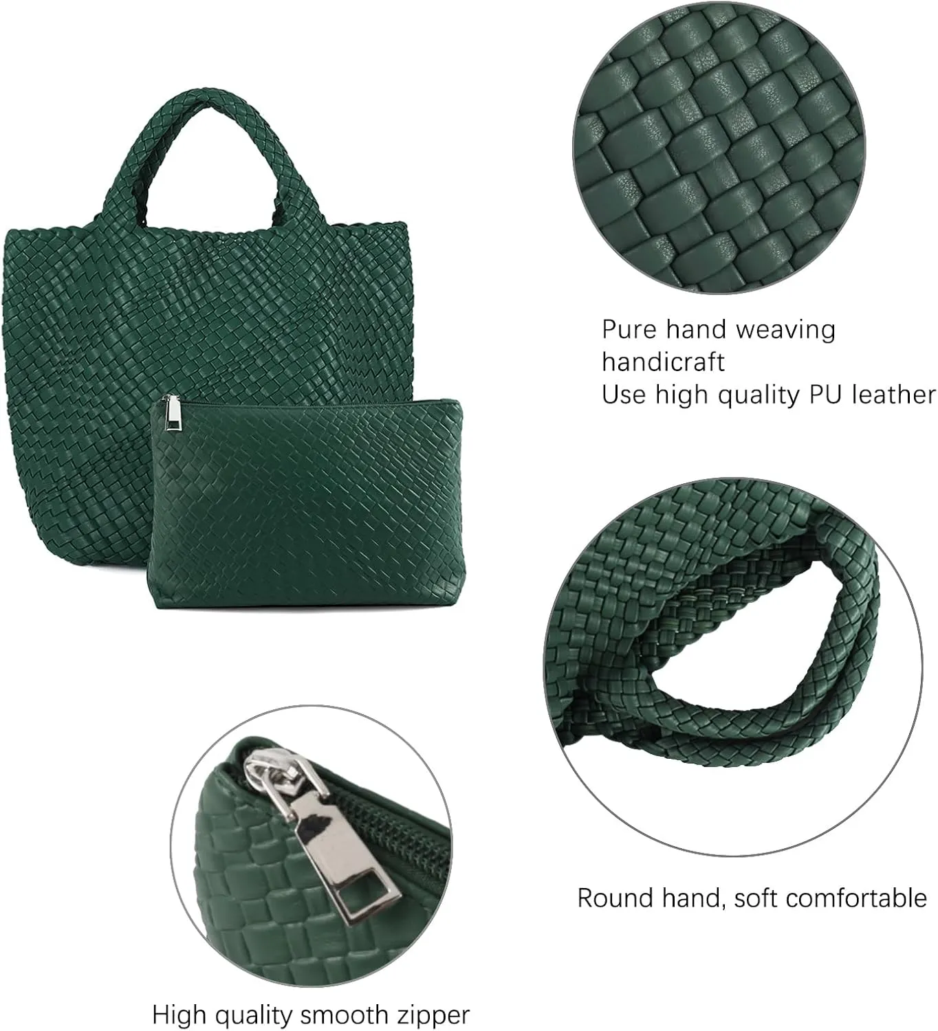 Tote Bag For Women Vegan Leather Handmade Woven Tote Bag Beach Bag Travel Handbag And Purse Top Handle Hobo Tote Bags