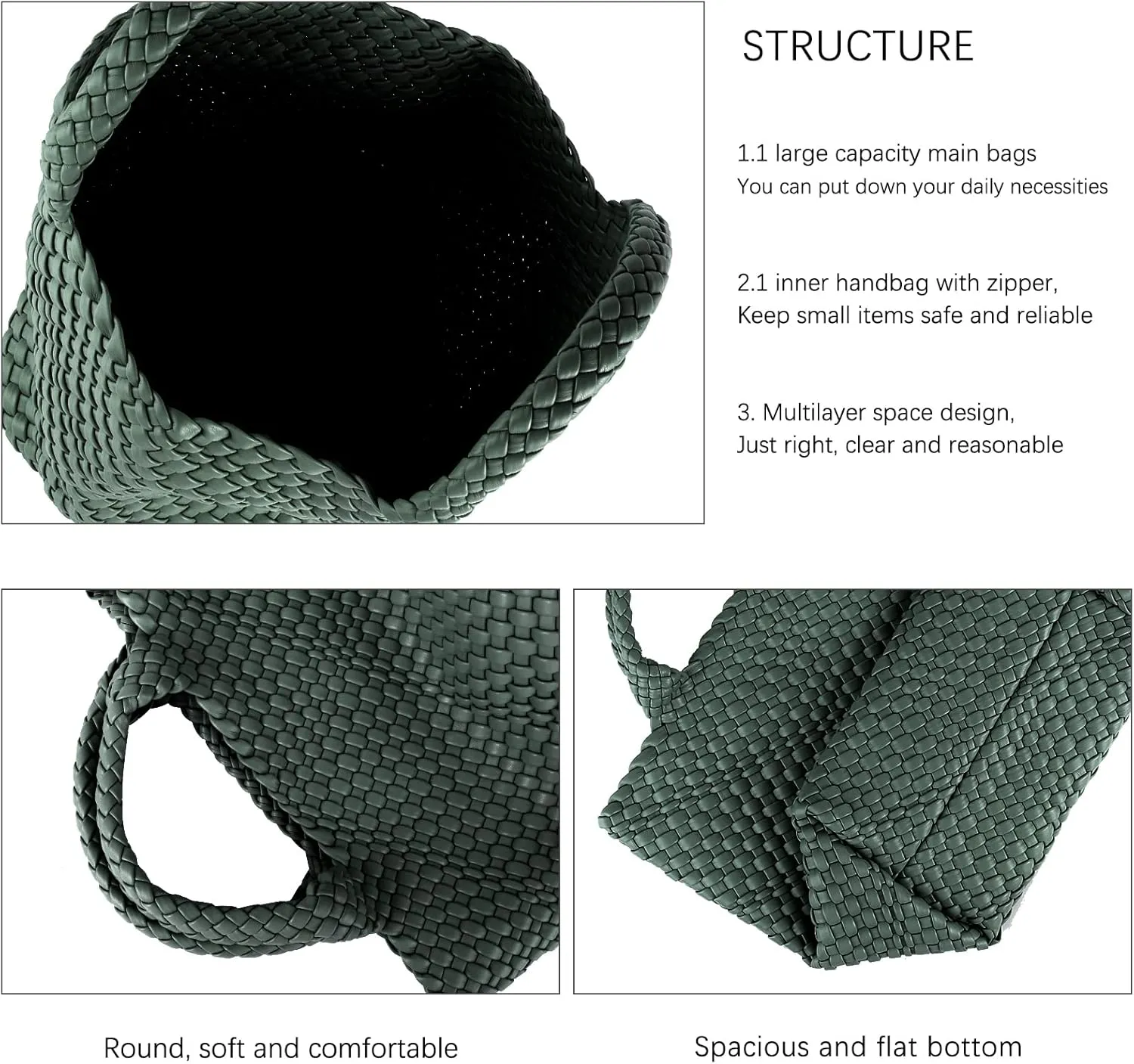 Tote Bag For Women Vegan Leather Handmade Woven Tote Bag Beach Bag Travel Handbag And Purse Top Handle Hobo Tote Bags