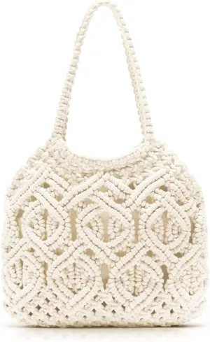 Tote Bag Hand-woven Knitted Cotton Handbags with Lined Woven Bag for Vacation Travel Daily Matching