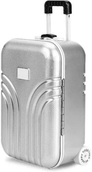 Toy Suitcase, Dolls Travel Suitcase, Mini Size Trolley Case with Open and Close Carry On Luggage Simulation Rolling Suitcase Toy(Silver)