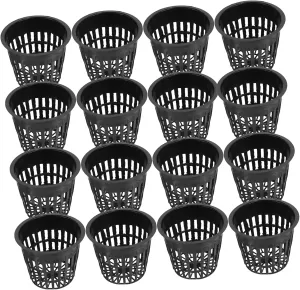 Toyvian 50pcs Succulent Planting Pot Grow for Hydroponic Nets Pots Planter Mesh Slotted Plants Cups Breathable Containers Drainage Soilless Cultivation Pot Container Garden Plastic Black
