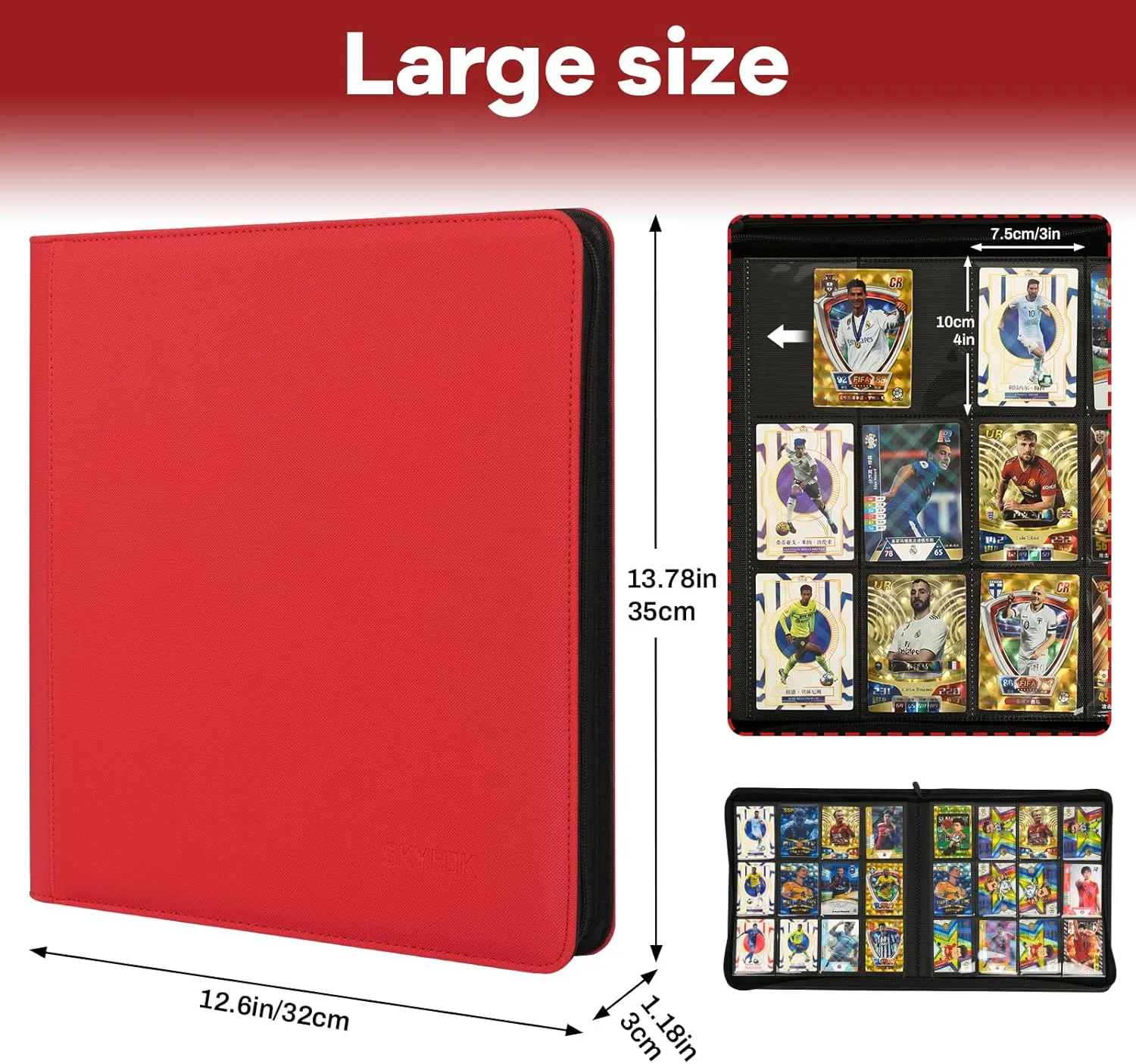 Trading Card Binder 480 Pockets, 12 Pockets Card Binder, Side Loading Card Collection Binder, Collectible Card Albums Card Folder for MTG, TCG, Football, NFL, Sports Cards, Game Cards(Red)