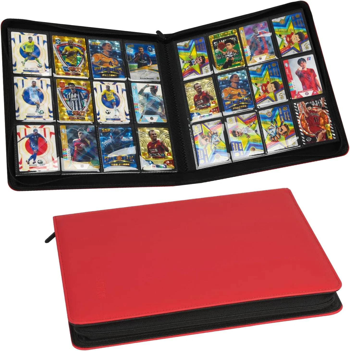 Trading Card Binder 480 Pockets, 12 Pockets Card Binder, Side Loading Card Collection Binder, Collectible Card Albums Card Folder for MTG, TCG, Football, NFL, Sports Cards, Game Cards(Red)