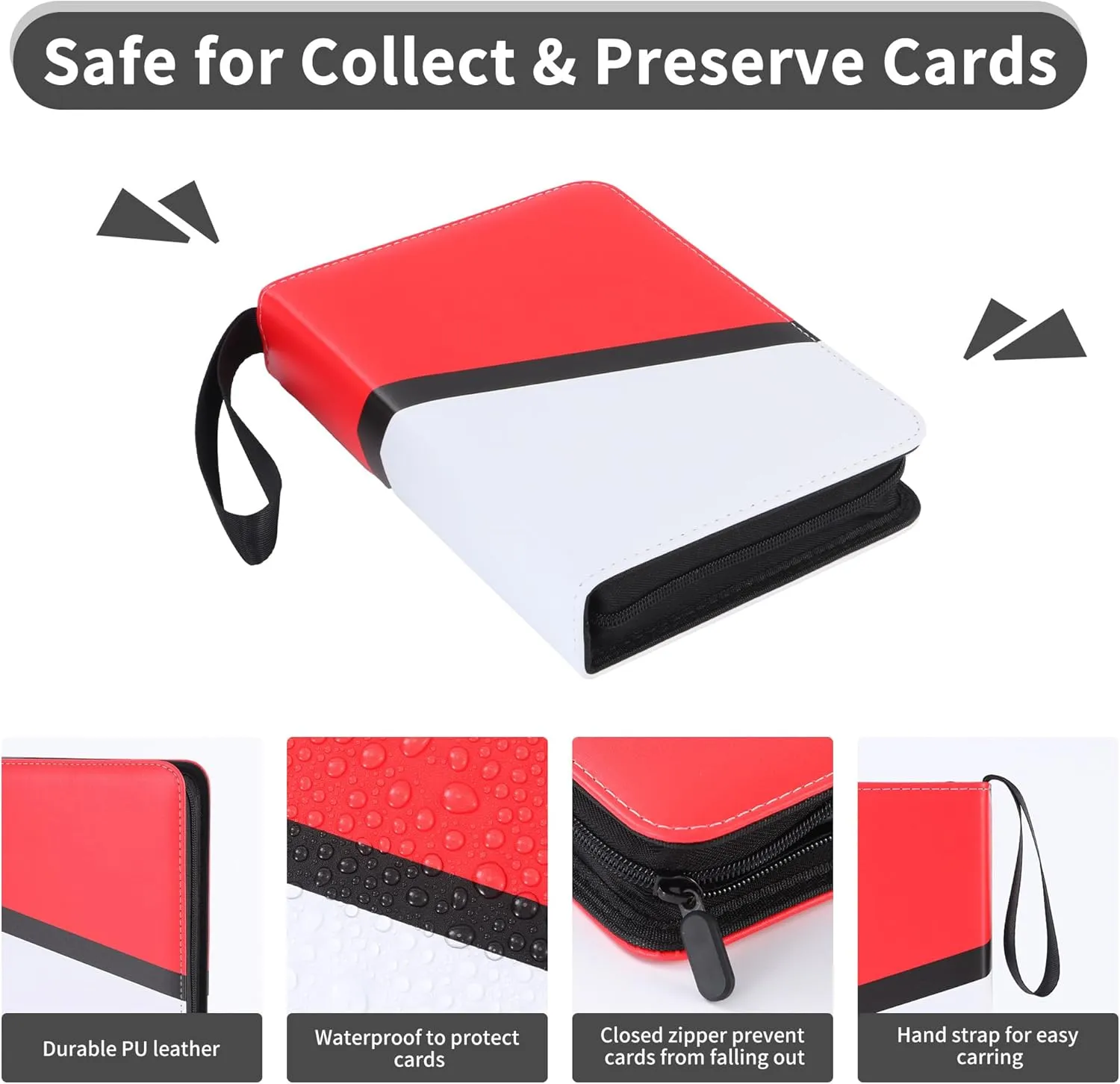Trading Card Binder 9 Pocket, 900 Cards, Blue & White