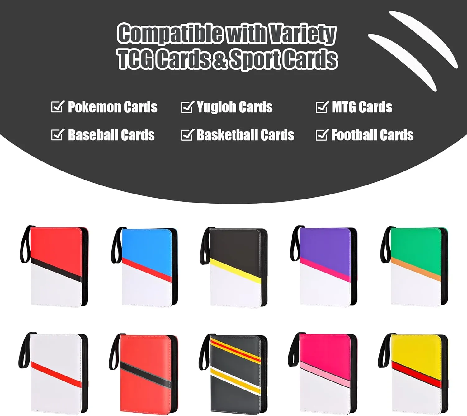Trading Card Binder 9 Pocket, 900 Cards, Blue & White