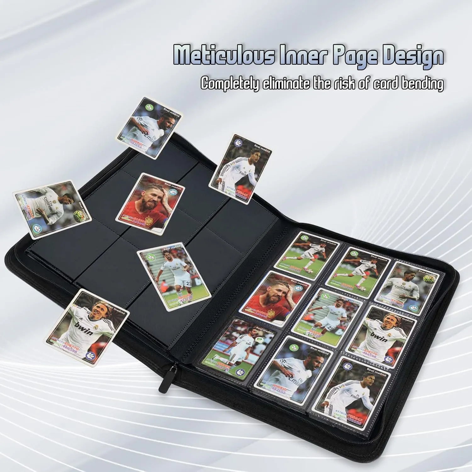 Trading Card Binder, Premium 9 Pocket Double Sided 540 Pocket PU Card Collection Binder, Collectible Trading Card Albums for MTG, TCG, Sport Card, Game Cards (Gray)