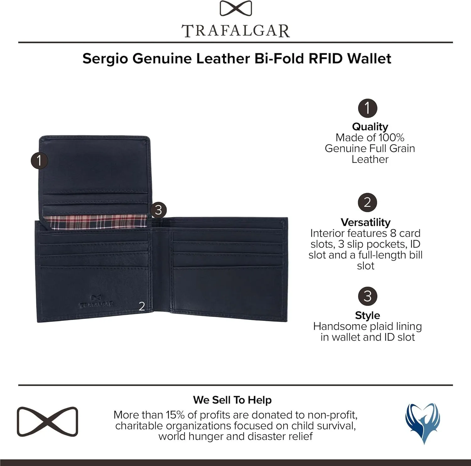 Trafalgar Men's Sergio Genuine Leather RFID Bi-Fold Passcase Wallet