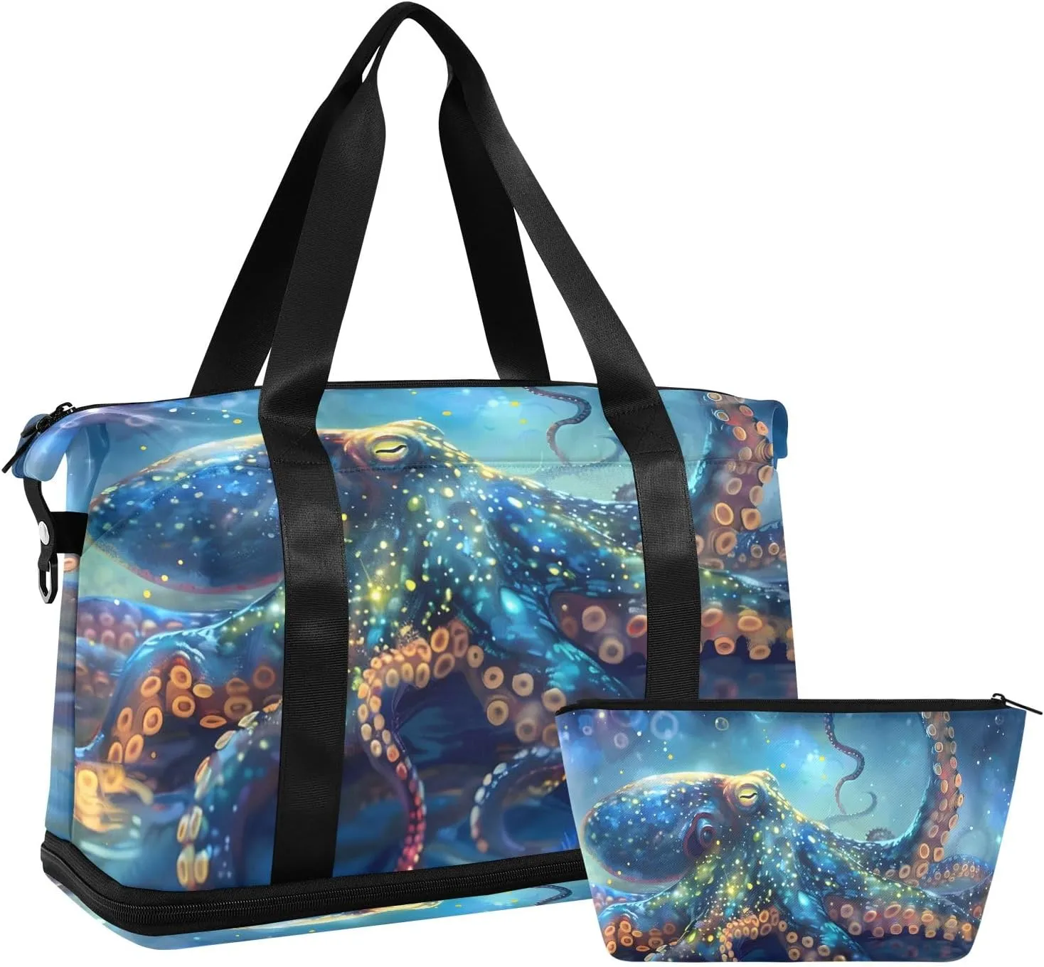 Travel Duffel Gym Sports Luggage Bag Expandable Large Capacity Octopus Colored Sports Bag for Women and Men