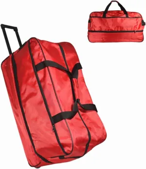 Travel Duffle Bag 87L, Foldable, Expandable to 104L, Gym Travel Carry On Overnight Weekender Retractable Handle Women Men (Red)