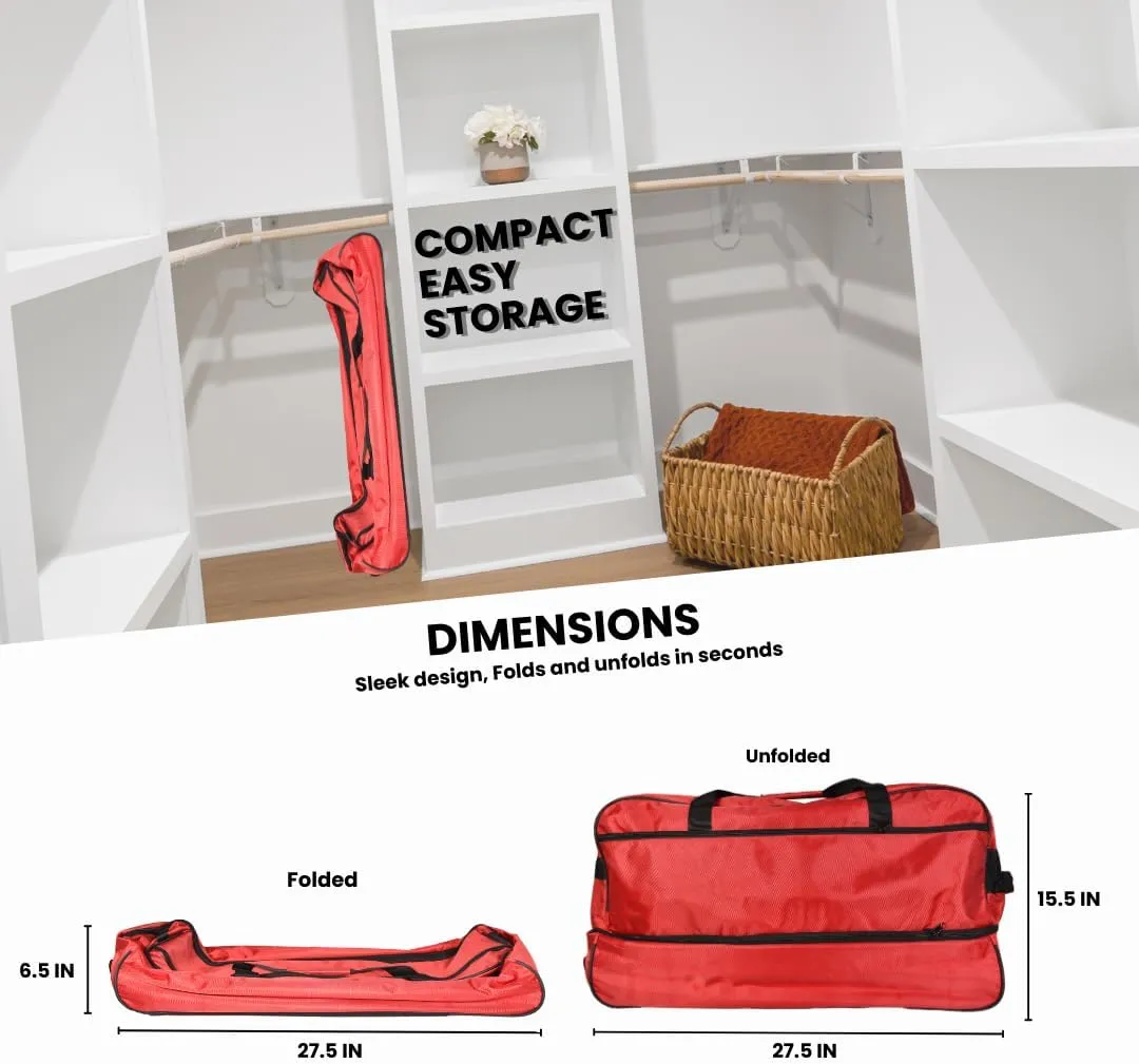 Travel Duffle Bag 87L, Foldable, Expandable to 104L, Gym Travel Carry On Overnight Weekender Retractable Handle Women Men (Red)