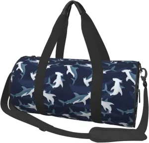 Travel Duffle Bag, Cartoon Cute Hammerhead Shark Sports Gym Bag for Women Men, Carry On Bag Weekender Overnight Duffel Bag, Personal Item Travel Bag