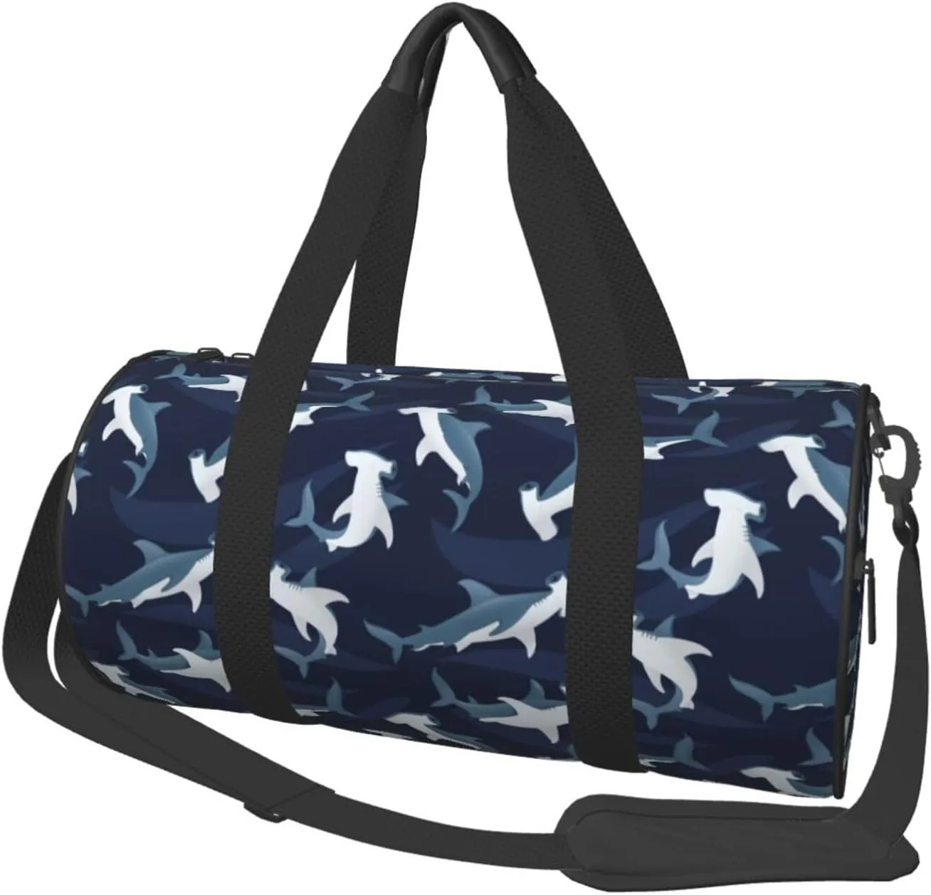 Travel Duffle Bag, Cartoon Cute Hammerhead Shark Sports Gym Bag for Women Men, Carry On Bag Weekender Overnight Duffel Bag, Personal Item Travel Bag