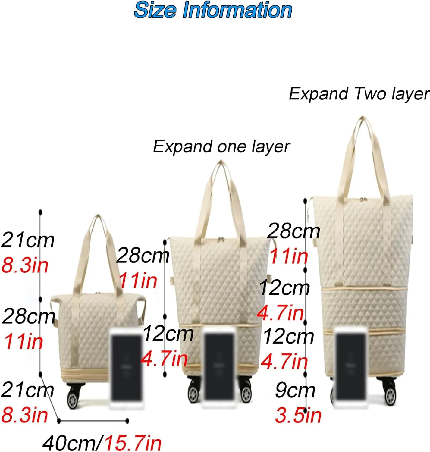 Travel Duffle Bag with Wheels, Expandable Travel Duffel Bag, Dry Wet Hand Luggage Overnight Bag, Weekend Bag, Foldie Travel Bag, Rolling Duffle Bag, Sports Gym Bag for Women Men(Pink)