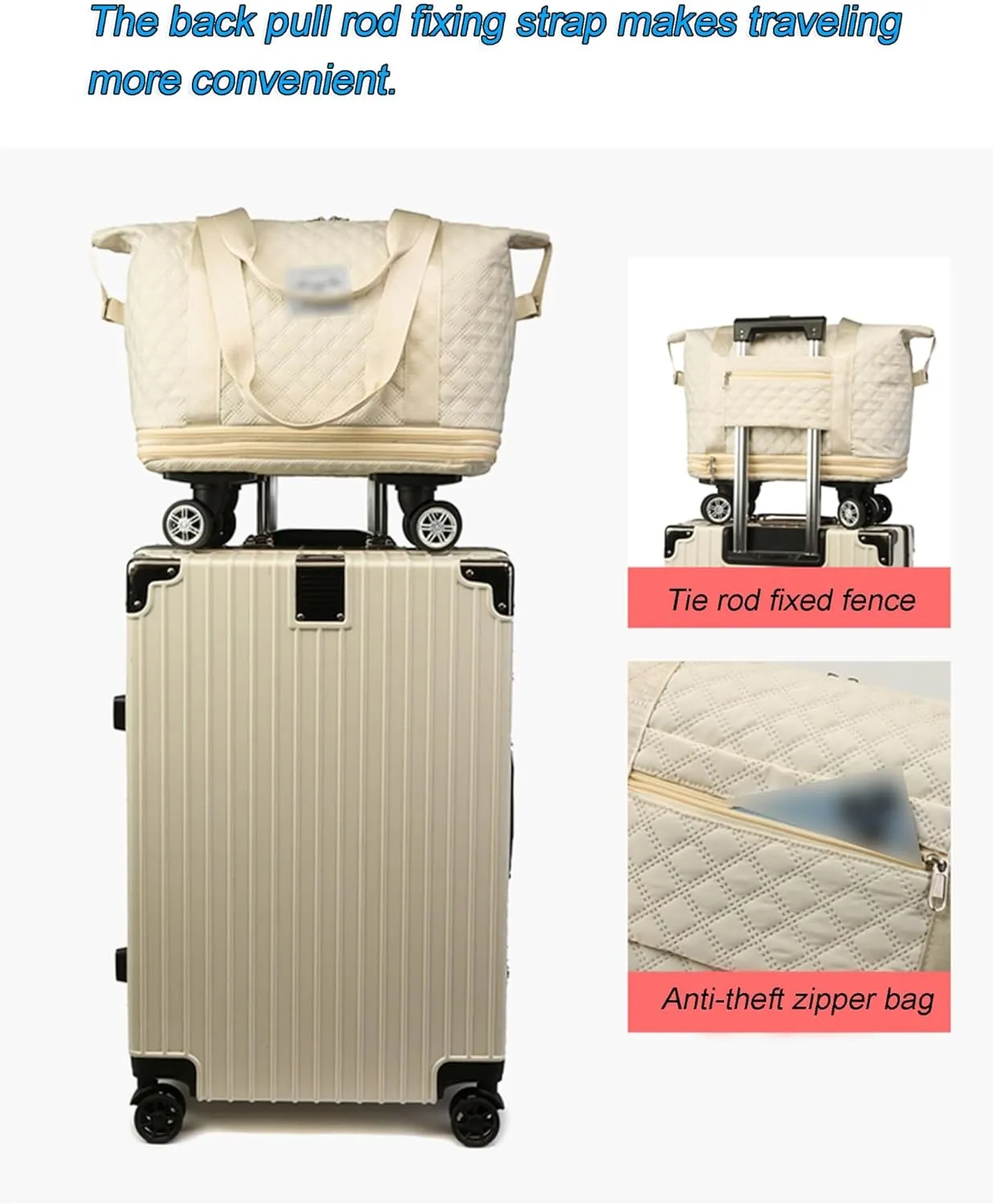 Travel Duffle Bag with Wheels, Expandable Travel Duffel Bag, Dry Wet Hand Luggage Overnight Bag, Weekend Bag, Foldie Travel Bag, Rolling Duffle Bag, Sports Gym Bag for Women Men(Pink)