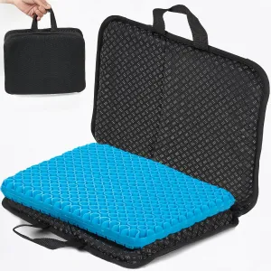 Travel Gel Seat Cushion - Foldable Waterproof Portable Pad for Airplane, Stadium, Bleacher, Kayaking, Flights, Camping, Egg Gel Pads, Ergonomic Design