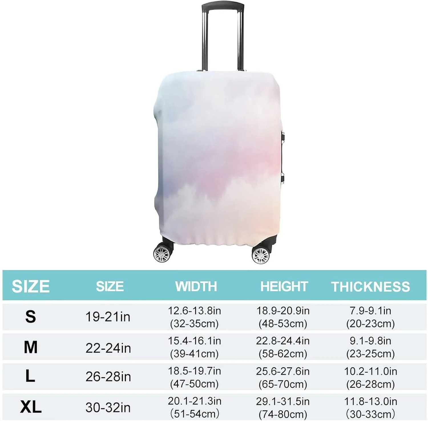 Travel Luggage Cover, Apartment Decor Elastic Travel Luggage Cover, Fluffy Dreamy Gradient Faded Pastel Cloud, Fits 30-32 Inch Luggage, Great For Vacation Travel, Blue Pink